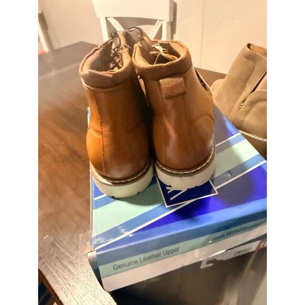 Steve Madden Mens Chukka Boot Tan Cognac Leather Lace Up Side Zip Size 10 NEW